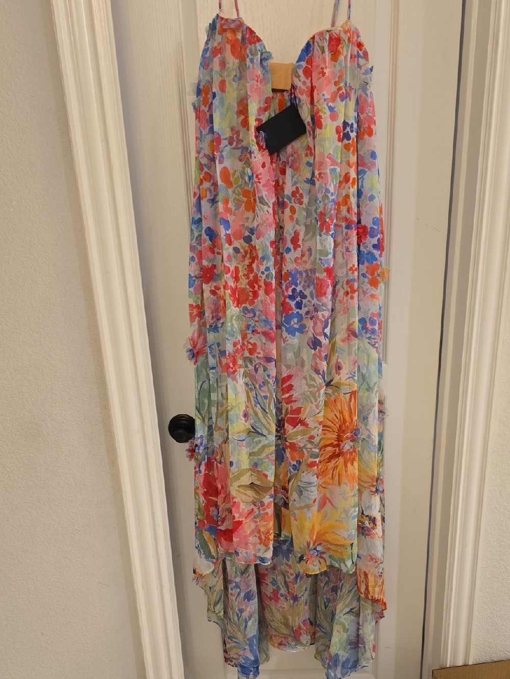 NBD Floral High-Low Chiffon Dress in Red, Blue, Yellow, Pink, Green Size S